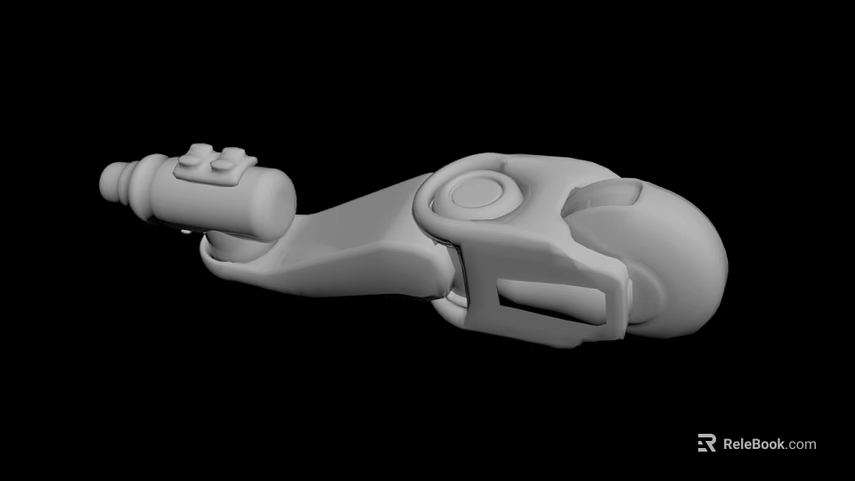 White Gray 3D Printed Mechanical Part With Curved Structure And Round Buttons 3d model 