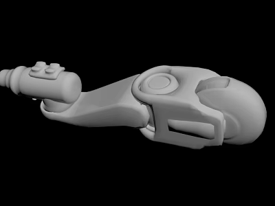 White Gray 3D Printed Mechanical Part With Curved Structure And Round Buttons 3d model
