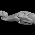 White Gray 3D Printed Mechanical Part With Curved Structure And Round Buttons