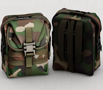 Camouflage Tactical Bags With Military Style Design Adjustable Straps And Metal Buckles 3d model