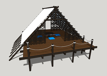 New Chinese Style Pavilion Yoga Platform 3d model