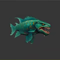 Fierce Teal Fish With Sharp Teeth Orange Spots And Prominent Fins
