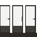 Modern Glass Swing Doors With Black Frames For Stylish Interior Design 3d model