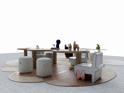 Modern Children's Table and Chair Children's Leisure Table and Chair Combination 3d model