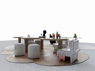 Modern Children's Table and Chair Children's Leisure Table and Chair Combination 3d model