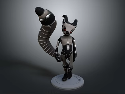 Mechanical Character Holding Worm Like Creature 3D Model Detailed Design 3d model