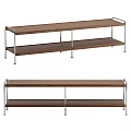 Modern Minimalist Walnut Dining Table With Dual Layer Storage Shelf And Sleek Stainless Steel Legs