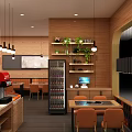 Modern Hot Pot Restaurant Interior With Wooden Decor Plants Dining Tables And Seating