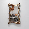 Artistic Modern Wall Decor With Gold Frame Irregular Wavy Mirror Design 3d model