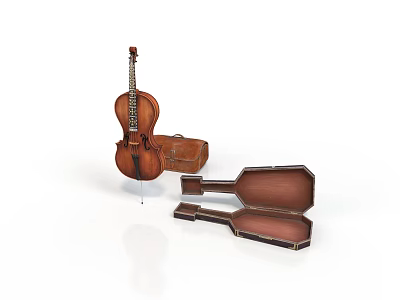 Classic Wooden Violin with Open Case for Daily Life Storage and Use 3d model