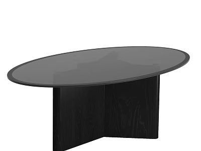 Sleek Oval Coffee Table With Glass Top And Modern Wooden Legs Design 3d model