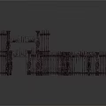 Black Wooden Fence Structure With Vertical Horizontal Slats And Irregular Geometric Shapes 3D Model