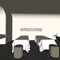 Minimalist SPA Sauna Room with Treatment Beds Soft Lighting and Body Relaxation