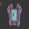 Futuristic Tech Device With Green Display Screen And Gray Casing Buttons