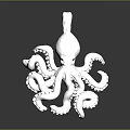 Shiny Silver Octopus Pendant With Curly Tentacles Exquisite Fashion Accessory