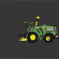 Green Agricultural Silage Harvester With Yellow Cutting Mechanism And Long Arm