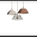 Modern Pendant Lights With Metal Frames And Dome Glass Shades In White Orange Transparent Colors
