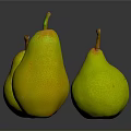 Fresh Yellow And Green Pears With Shiny Skin On Black Reflective Surface