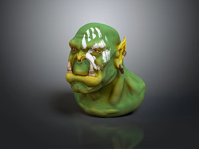 Game Movie Character With Green Skin White Facial Markings Pointed Ears And Tusked Mouth 3d model