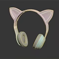 Cute Pink Cat Ear Headphones With Light Blue Ear Cushions And Stylish Design