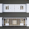 Modern White Built In Dresser With Glass Doors Drawers And Open Shelves
