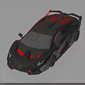 Black and Red Supercar with Sleek Body Red Accents Rear Spoiler and Sporty Wheels