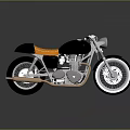 Classic Vintage Motorcycle With Black Body Orange Seat White Wheels And Shiny Exhaust System