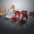 Vintage Leisure Chairs With Colorful Hues And Metal Legs Featuring Diverse Styles