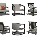 Modern Leisure Chairs With Metal Frames And Comfortable Cushions In Multiple Angles 3d model