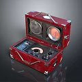 Open Red Case Electronic Device With Internal Dials And Control Components