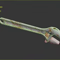 Rusty Metal Wrench Tool With Corrosion Details On Reflective Surface