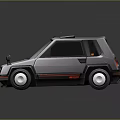 Silver Small Car With Roof Rack Red Trim And Cartoon Style Design