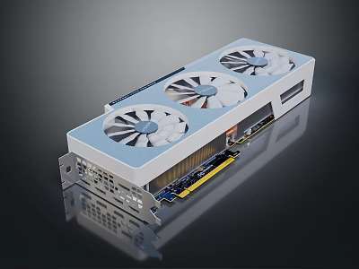 High Performance Graphics Card With Three White Fans And Efficient Cooling System 3d model