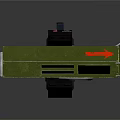 Green Mechanical Component With Protruding Gray Metal Frame And Black Square Module