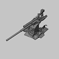 Vintage Artillery Weapon With Long Barrel Mounted Metal Base And Operating Components 3d model