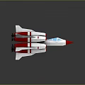 Detailed White and Red Spaceship Featuring Blue Cockpit and Multiple Engines