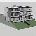 Modern Hillside Hotel Building With Glass Curtain Walls And Tree Surrounded Terraces