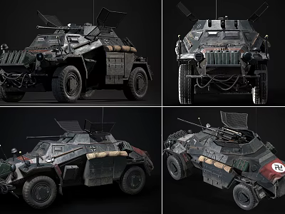 Armored Military Vehicle With Machine Gun And Tactical Gear Various Angles 3d model