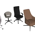 Modern Office Chairs In White Gray Black Beige With Different Base Designs 3d model