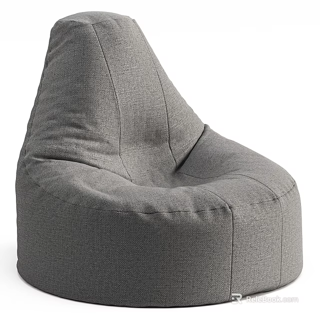 Soft Gray Fabric Bean Bag Chair Modern Comfortable Design For Living Room 3d model 