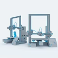 Two Desktop 3D Printers as Office Appliances with Blue Printed Model