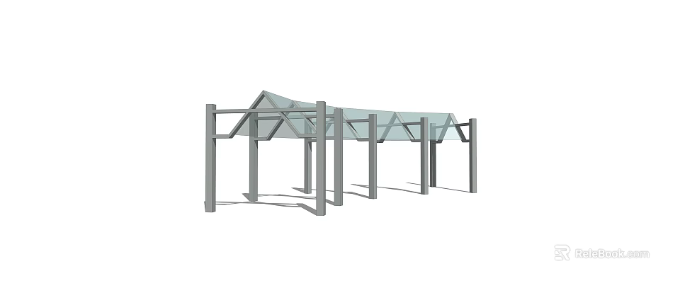 Elegant Outdoor Garden Structure With Glass Roof And Metal Frame 3d model 