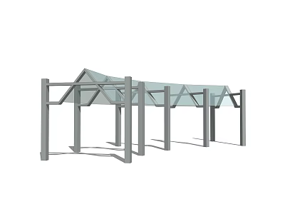 Elegant Outdoor Garden Structure With Glass Roof And Metal Frame 3d model