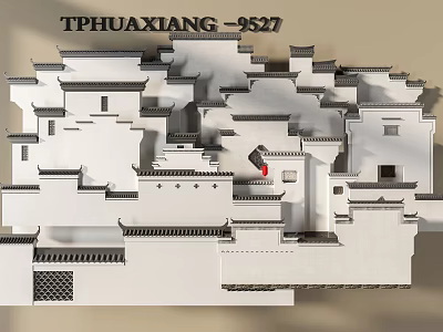 Traditional White Architectural Components With Multi layered Structure And Roof Design Details 3d model