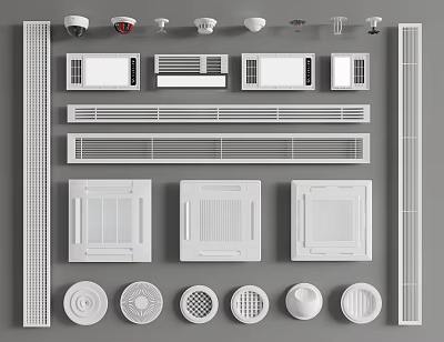 Air Conditioner Vents In Square Round Linear Shapes For Ceiling Wall Mounting 3d model