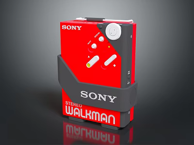 Sony Walkman Red Portable Stereo Audio Player With Classic Design And Control Buttons 3d model