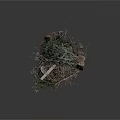 Lush Green Plants Mixed with Dry Twigs and a Natural Stone Pile