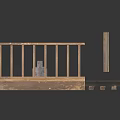 Wooden Train Station Platform Structural Components With Railings Bench And Posts