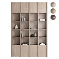 Modern Wooden Decorative Cabinet With Open Shelves Books And Decorative Vases