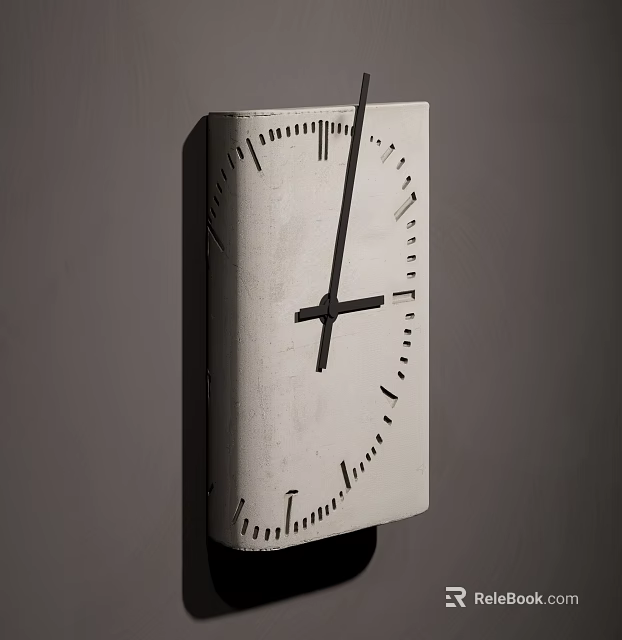 Square Wall Clock With Light Dial And Black Hands On Gray Background 3d model 